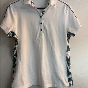 95 White Polo Shirt with Floral Accents